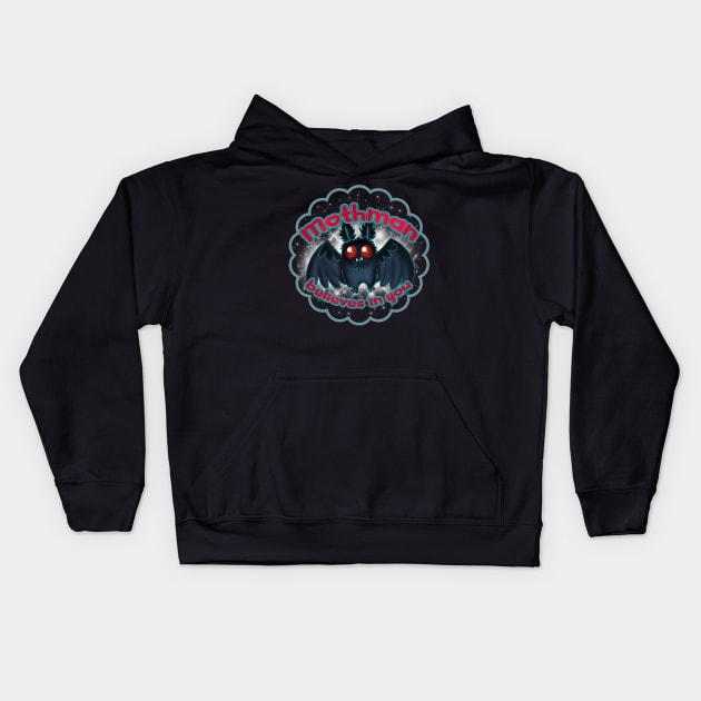 Mothman Believes In You Kids Hoodie by SophieScruggs